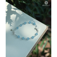 Vòng Chuỗi Mân Côi Aquamarine Charm Bạc 